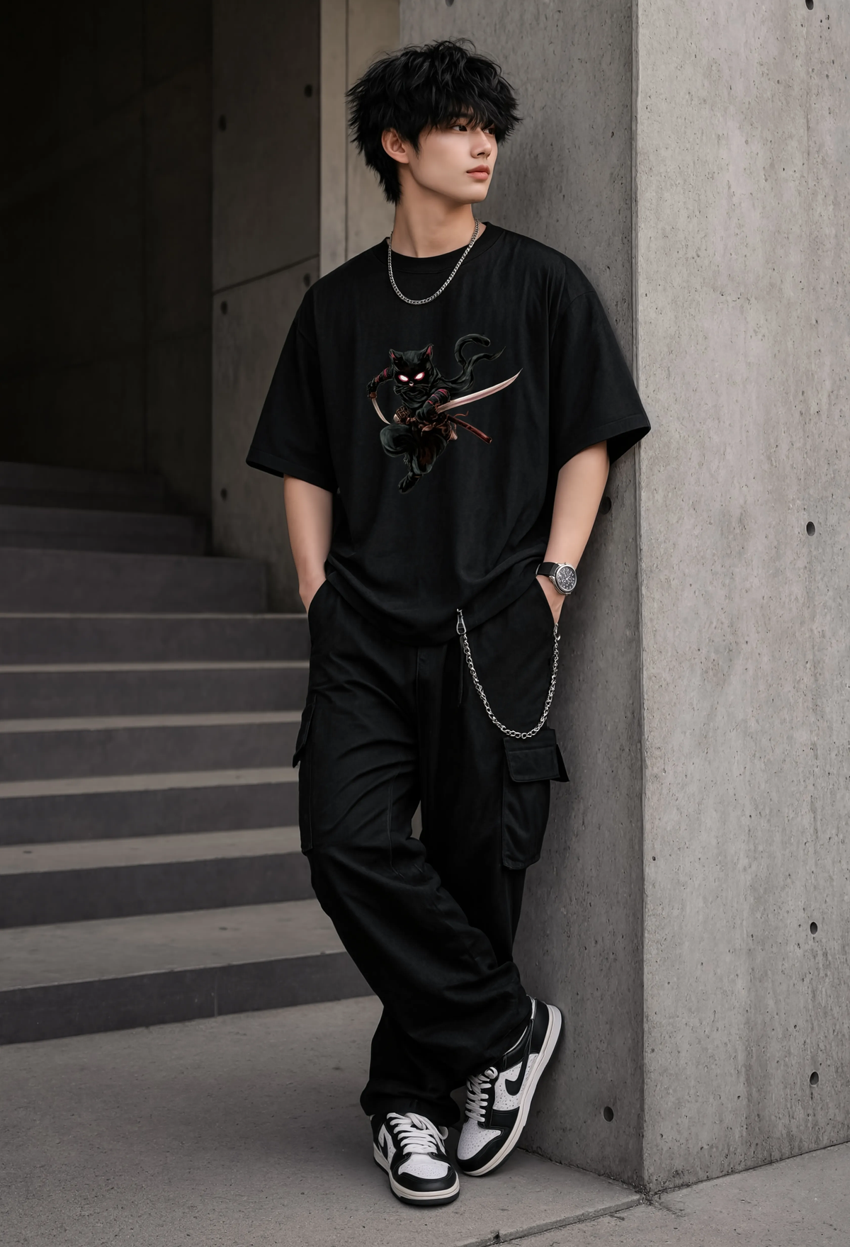 Ninja Cat Essential Graphic Cotton T-Shirt